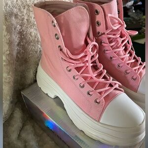 Pink High-Top Sneakers Size 9 with Box